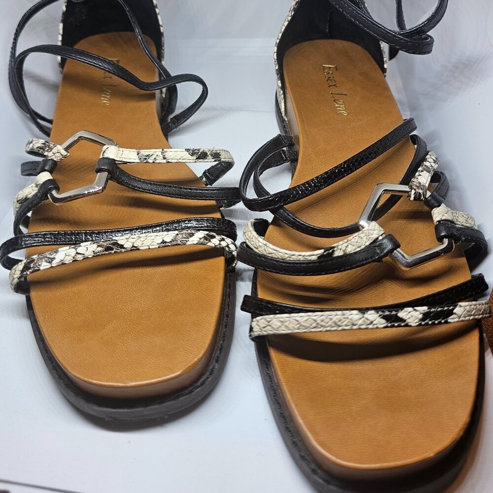 Essex Lane Snakeskin Design Flat Sandals
